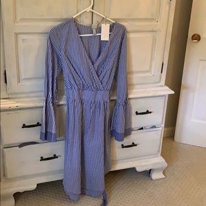 Bell sleeve pin stripe dress